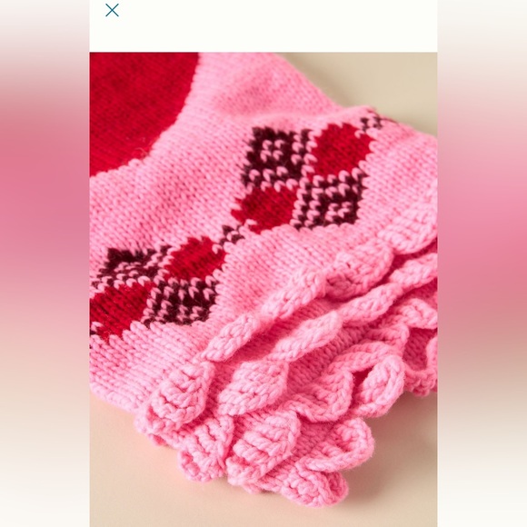 Anthropologie NWT adorable handmade hearts 100% wool cozy sweater; sz Med - Picture 9 of 16